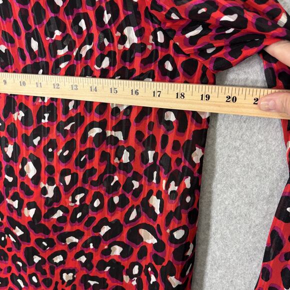 Anne Klein Blouse Small Leopard Sheer Layered Flowy Metallic Maximalist Twee - Picture 7 of 13